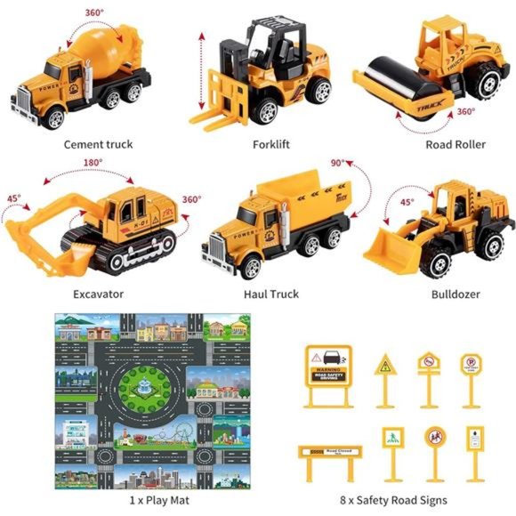 Alloy Construction Vehicle Toy Set with Play Mat for 3-9 Year Old Boys and Girls - Picture 7 of 8